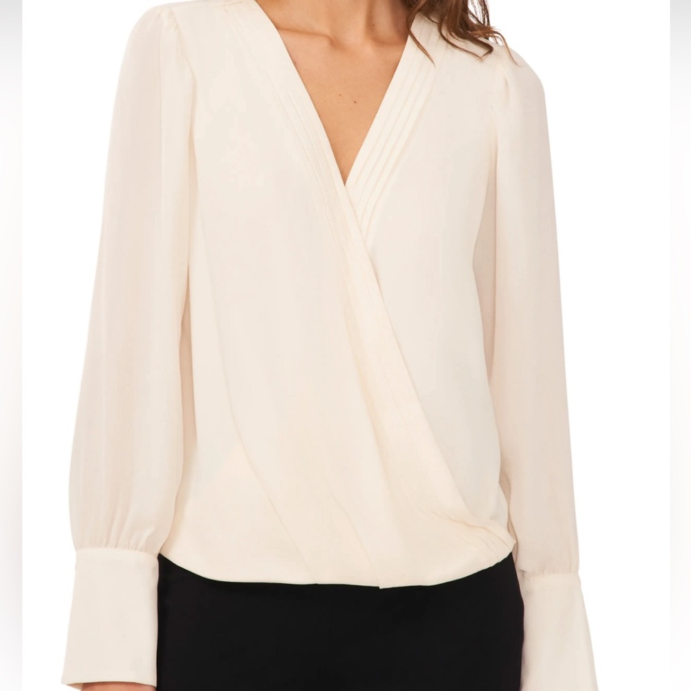 Halogen Wrap Front Long Sleeve blouse